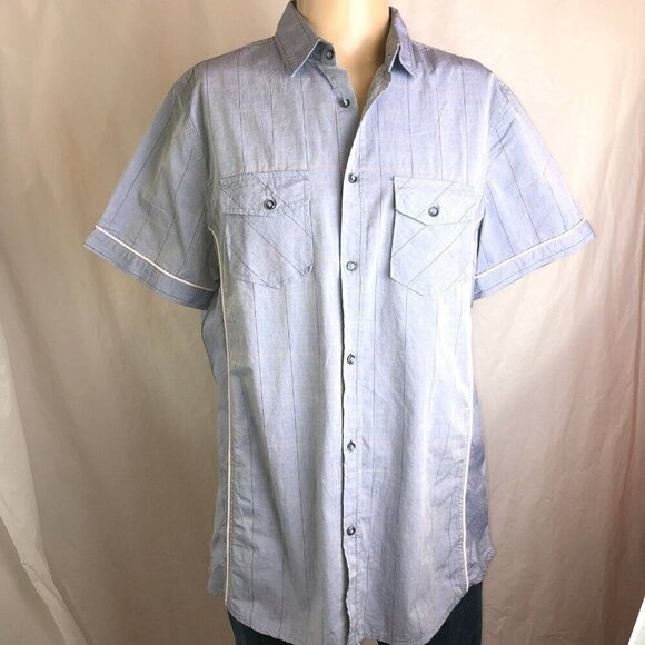 Coevals Club Men's Blue Pink Plaid Button Up Large Short Sleeve Casual Shirt L - Picture 4 of 11